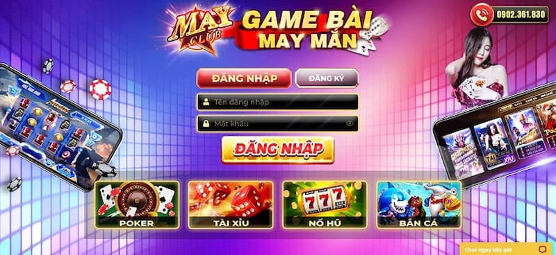 đăng nhập may club qua 3 bước